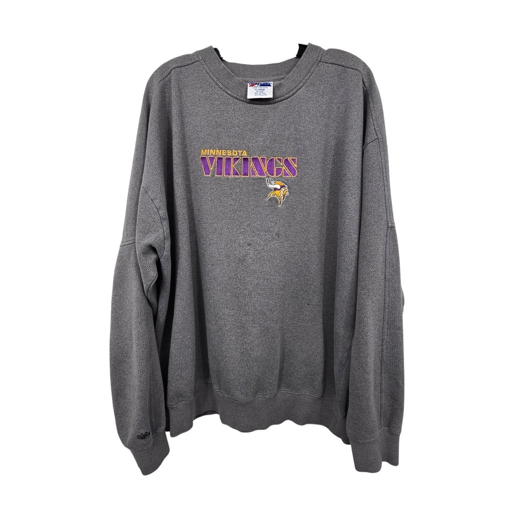 Majestic NFL Minnesota Vikings Embroidered Sweatshirt Mens XL Gray Crewneck
